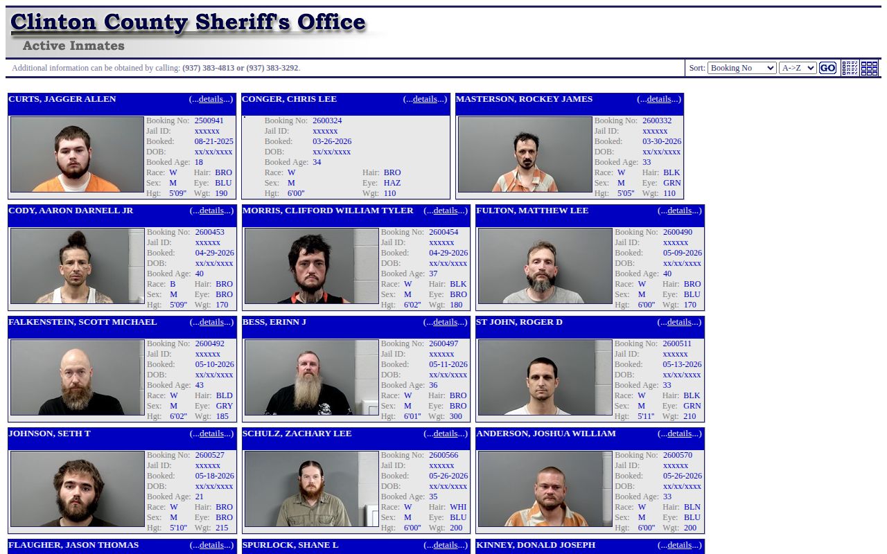 Clinton County active inmate roster for current custody record lookup